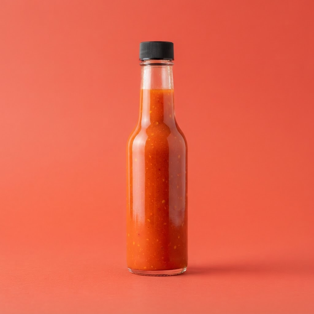 Sweet Death Painapple Bliss hot sauce bottle with a coral-red label and sulfur-yellow BLISS lettering.